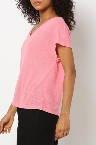 T-shirt in lino - Rosa melange