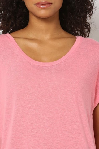 T-shirt in lino - Rosa melange