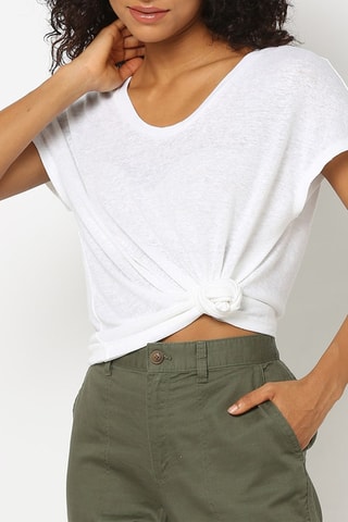 T-shirt in lino - Bianco melange