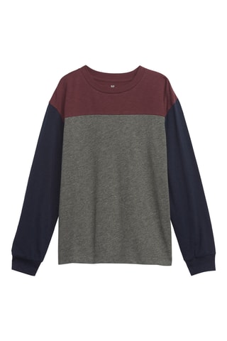 T-shirt - Grigio melange e bordeaux