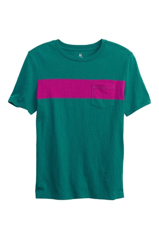 T-shirt in cotone bio - Verde e fucsia