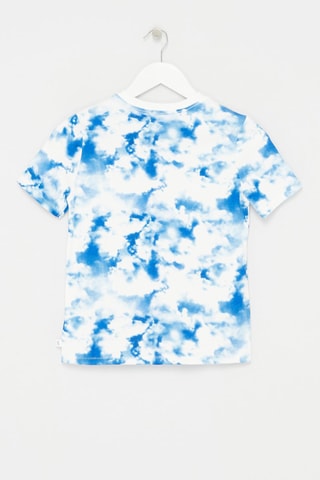 T-shirt in cotone bio tie and dye - Bianco e turchese