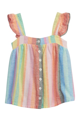 Linnen Top - Oranje en Hemelsblauw