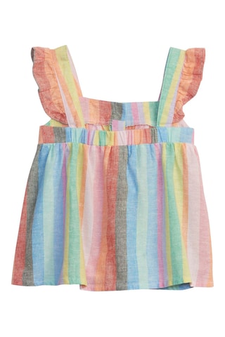 Linnen Top - Oranje en Hemelsblauw