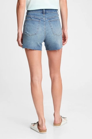 Spijkershort met Hoge Taille - Indigoblauw