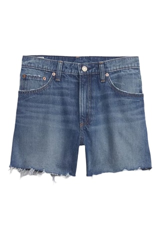 Spijkershort met Hoge Taille - Indigoblauw