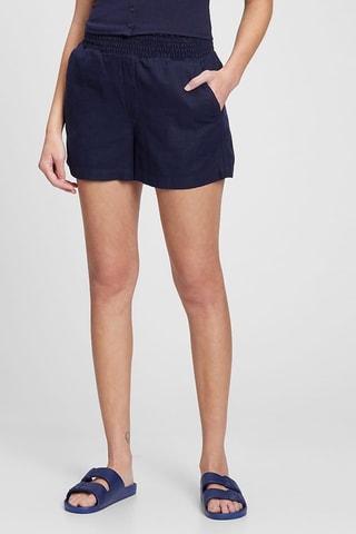 Linnen Short - Marineblauw