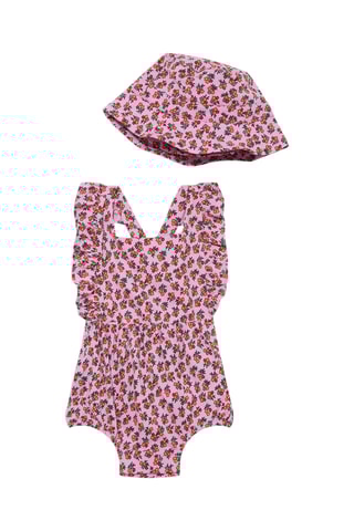 Cappello da pescatore e costume intero - Rosa cipria