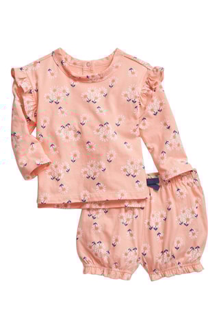 T-shirt e bloomer - Corallo e bianco