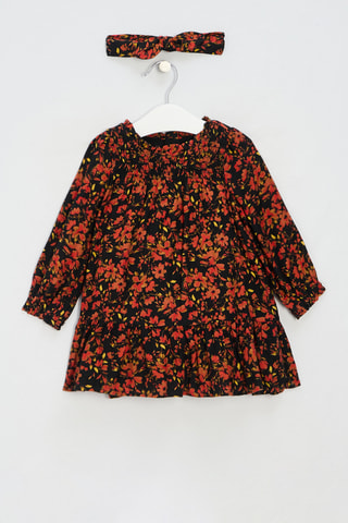 Jurk en haarband - Zwart en Oranje