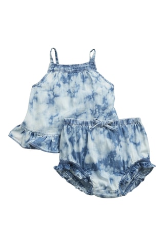 Jurk en Bloomer met Tie and Dye - Donkerblauw