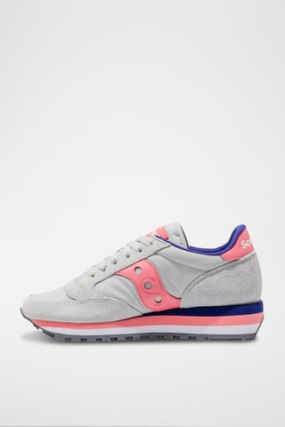 Leren Sneakers Jazz Triple - Grijs en Roze
