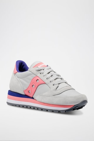 Leren Sneakers Jazz Triple - Grijs en Roze