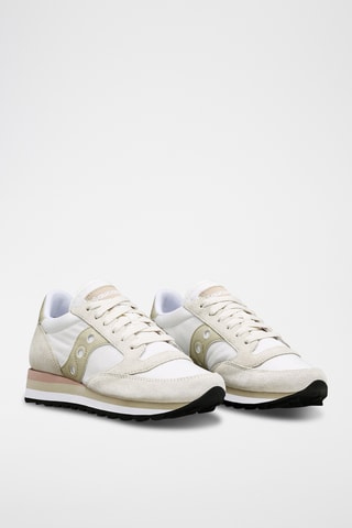 Leren Sneakers Jazz Triple - Lichtgrijs en goudkleurig