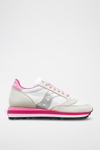 Leren Sneakers Jazz Triple - Wit en Roze