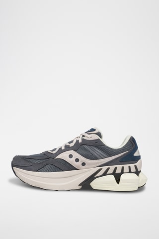 Nubuck Sneakers Grid NXT - Donkergrijs en Wit
