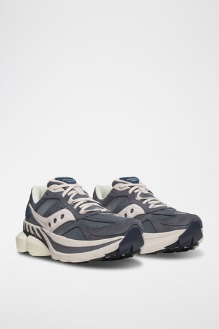 Nubuck Sneakers Grid NXT - Donkergrijs en Wit