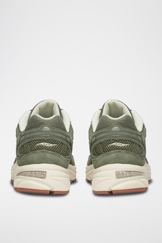 Leren Sneakers Grid Jazz 9 - Olijfgroen en Wit