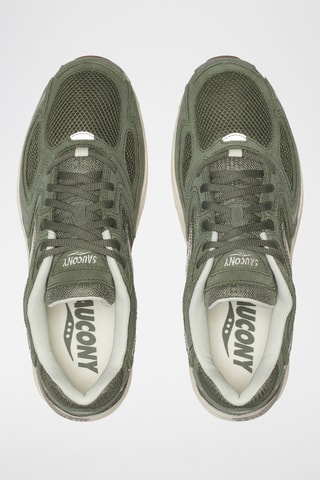 Leren Sneakers Grid Jazz 9 - Olijfgroen en Wit