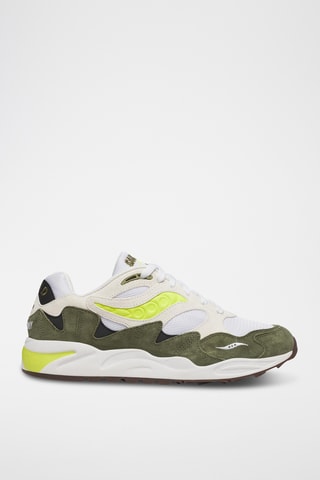 Nubuck Sneakers Grid Shadow 2 - Wit en Groen