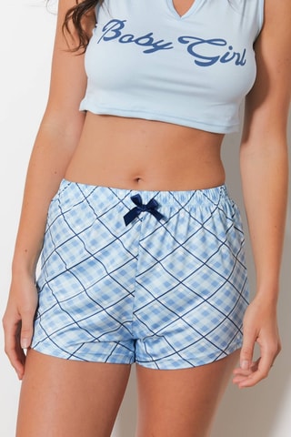 Crop top e calções Baby - Azul-celeste