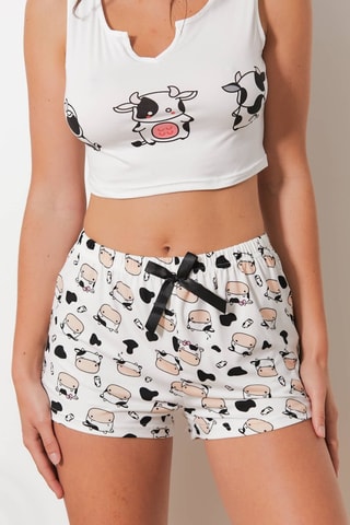 Crop top e calções Baby - Cru