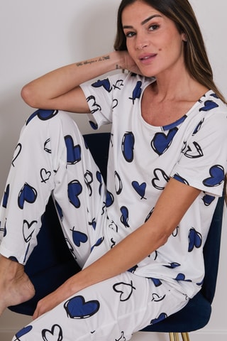 Pijama Balo - Branco e azul-marinho
