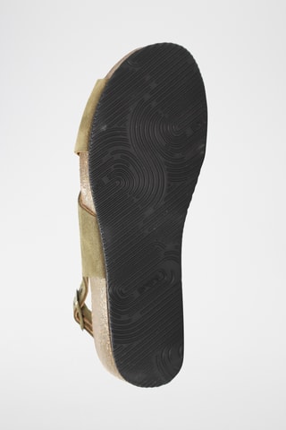 Nubuck Sandalen met Sleehak - Kaki