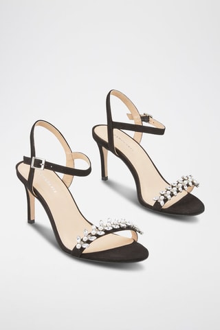 Sandali con tacco in pelle scamosciata Ojao - Nero