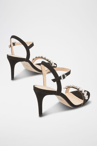 Sandali con tacco in pelle scamosciata Ojao - Nero