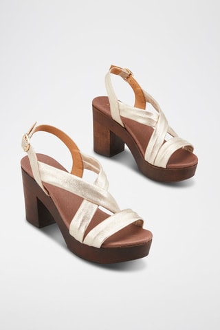 Sandali platform in pelle Vikia - Beige