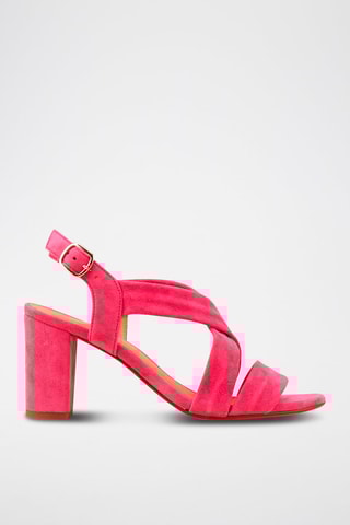 Sandali con tacco in pelle scamosciata di capra Vuko - Rosa