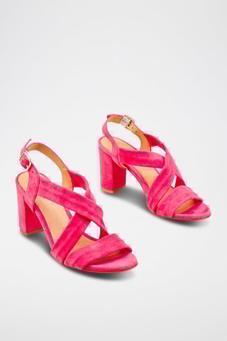 Sandali con tacco in pelle scamosciata di capra Vuko - Rosa