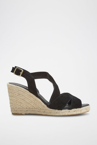 Sandales compensées en nubuck Nida - Noir