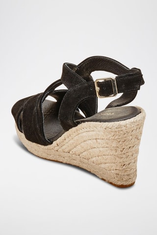 Sandales compensées en nubuck Nida - Noir