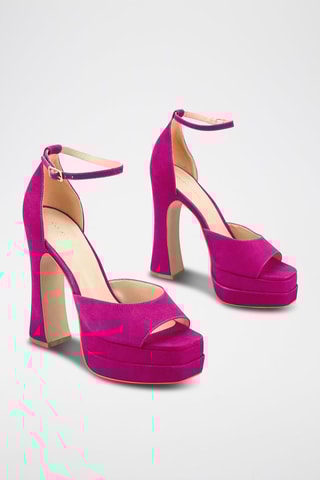 Sandali con zeppa in pelle scamosciata Ravena - Rosa