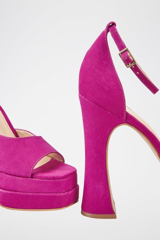 Sandali con zeppa in pelle scamosciata Ravena - Rosa