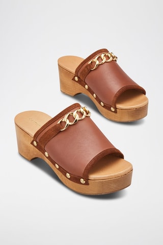 Leren Clogs Violetti - Bruin