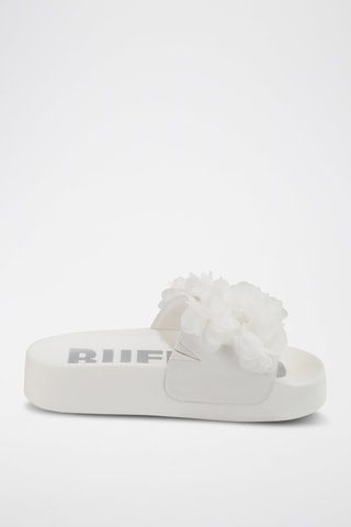 Vegan Leren Platform Muiltjes Fabia - Wit