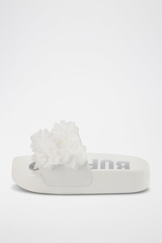 Vegan Leren Platform Muiltjes Fabia - Wit