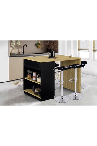 Isola centrale cucina Marius  L130cm legno e nero con moduli contenitore