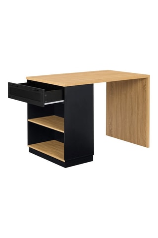 Isola centrale cucina Marius  L130cm legno e nero con moduli contenitore