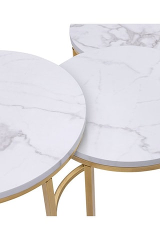 3 tavolini rotondi Glam - Effetto marmo e dorato 