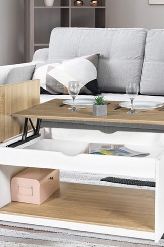 Tavolino sollevabile con contenitore Elina - Bianco