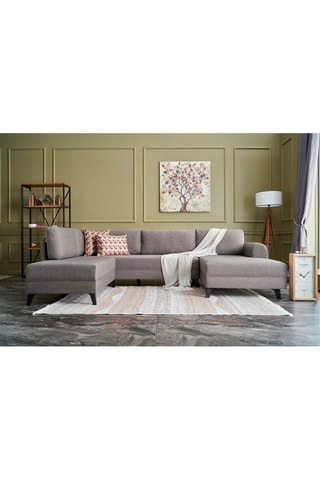 Canapé d'angle panoramique convertible Belen Marron