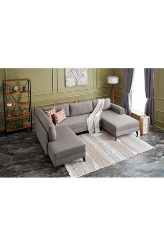 Canapé d'angle panoramique convertible Belen Marron