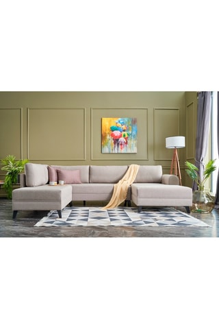 Canapé d'angle panoramique convertible Belen Crème