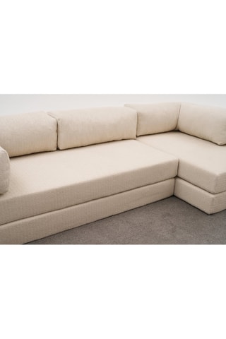 Canapé d’angle convertible Comfort - Ecru - En tissu chenille