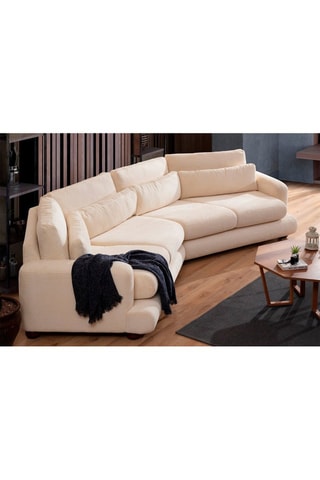 Canapé en hêtre River - Beige - 4 places - Revêtement polyester