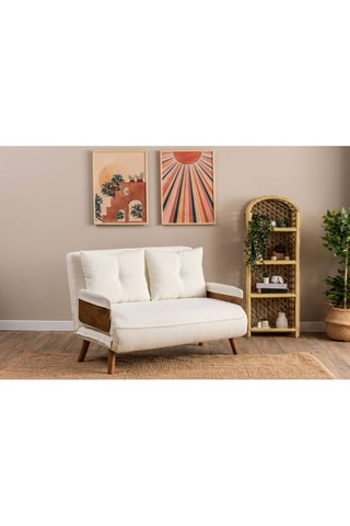 Canapé convertible - Blanc - 2 places - Revêtement polyester - Couchage 120 x 190 cm